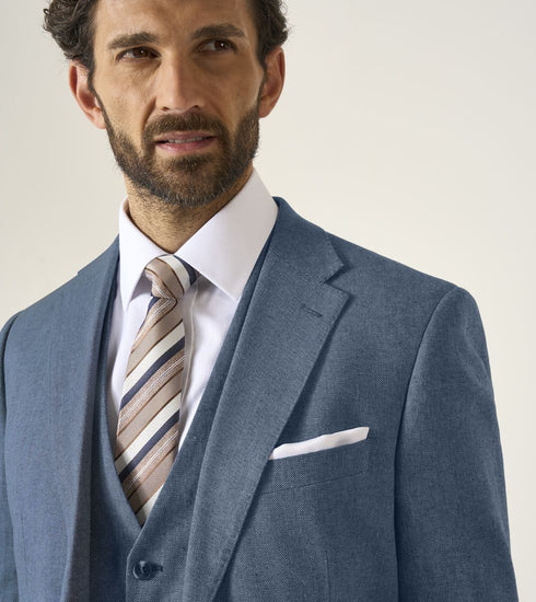 Skopes Calvados Linen Blend Tailored Fit Suit Jacket For Men in Blue, 36S-62L