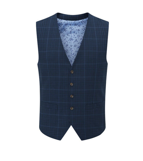 Skopes Spencer Suit Tailored Fit Waistcoat For Men in Navy Check, 34R-62R