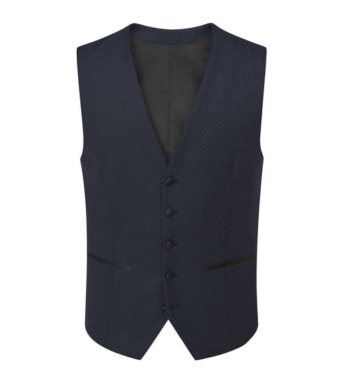 Skopes Cuba Dinner Suit Waistcoat For Men in Navy Blue Geo, 36R to 62R