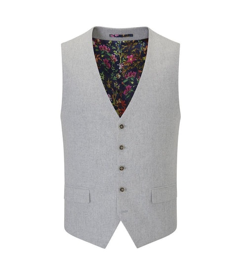 Skopes Jude Suit Waistcoat For Men's in Silver Herringbone, 34R to 58R