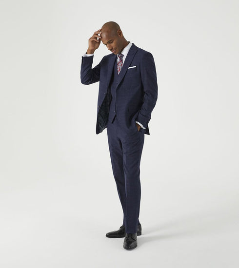Skopes Hepworth Suit Waistcoat For Men in Navy Blue Mini Check, 36R to 62R