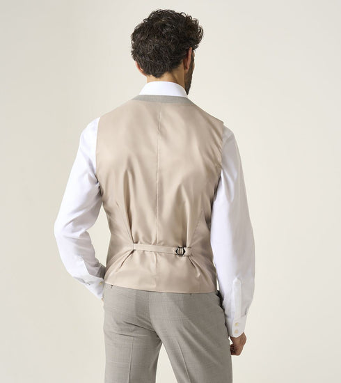 Skopes Charlie Suit Waistcoat For Men in Stone Beige Check, 36R-62R