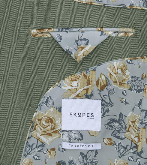 Skopes Calvados Linen Blend Tailored Fit Suit Jacket For Men in Sage, 36S-62L