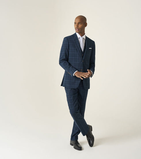 Skopes Spencer Suit Tailored Fit Waistcoat For Men in Navy Check, 34R-62R