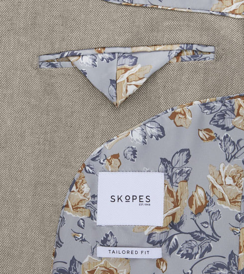 Skopes Calvados Linen Blend Tailored Fit Suit Jacket For Men in Stone Beige, 36S-62L