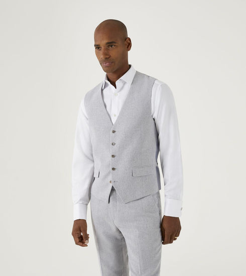 Skopes Jude Suit Waistcoat For Men's in Silver Herringbone, 34R to 58R