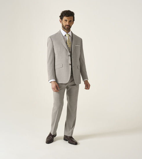 Skopes Charlie Suit Waistcoat For Men in Stone Beige Check, 36R-62R