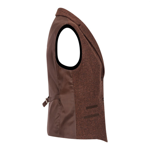 WS-12 - Women's Tweed Suit Blazer Trousers Waistcoat Herringbone Wool Rust Brown