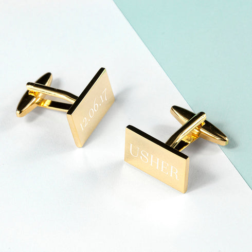 Personalised Rectangle Gold Plated Cufflinks