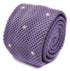 lavender purple skinny knitted tie with white polka dots