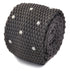 knitted silver grey tie with white polka dots