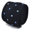 navy blue skinny knitted tie with light blue polka dots