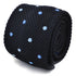 navy blue skinny knitted tie with light blue polka dots