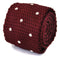 knitted dark red maroon tie with white polka dots