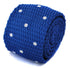 royal electric blue skinny knitted tie with white polka dots