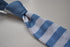 white and light blue striped skinny knitted tie