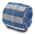 white and light blue striped skinny knitted tie