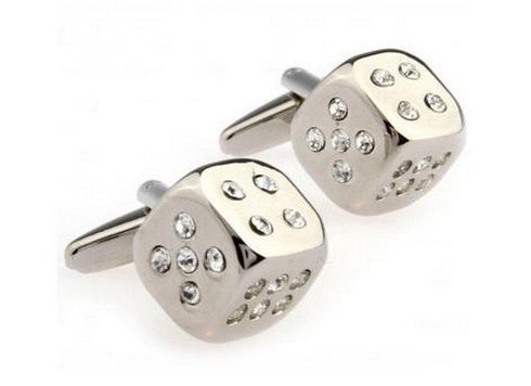 silver dice cufflinks