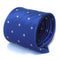 electric blue tie with white polka dots