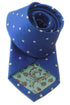 electric blue tie with white polka dots