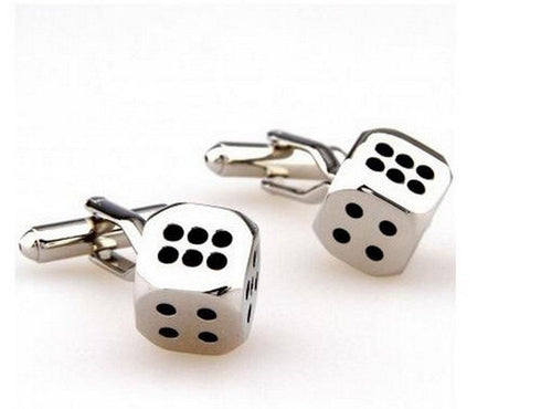 silver dice cufflinks