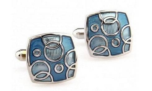 turquoise and blue bubble design cufflinks