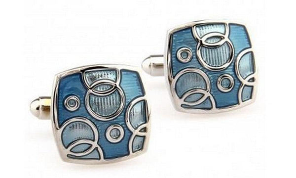 turquoise and blue bubble design cufflinks