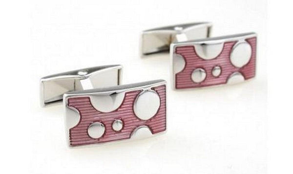 pink with silver bubble design cufflinks
