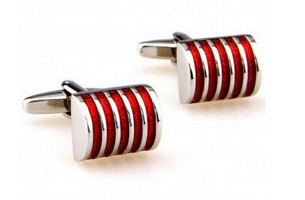 red and silver striped design cufflinks