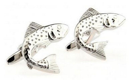 silver fish design cufflinks
