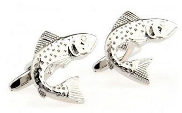 silver fish design cufflinks
