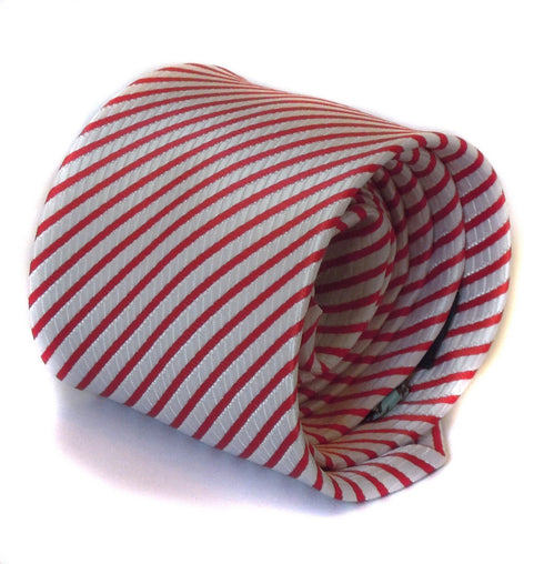red and white striped tie