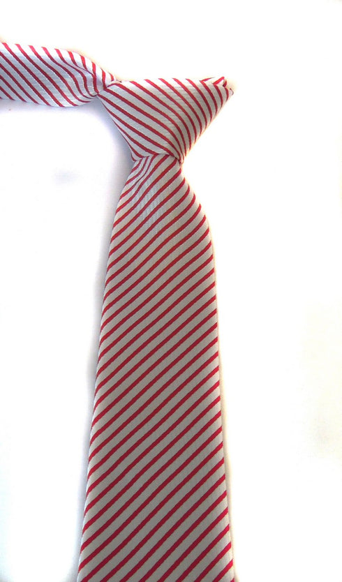 red and white striped tie