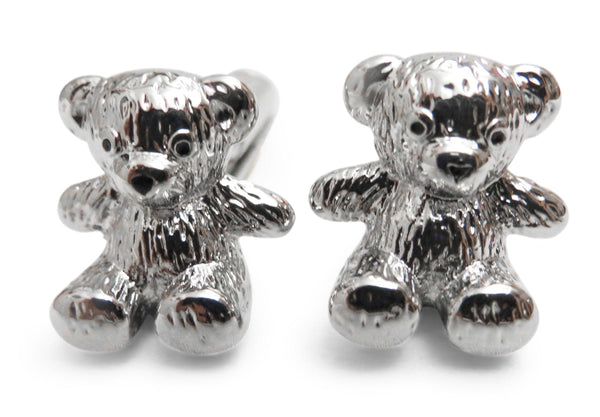 silver teddy bear cufflinks