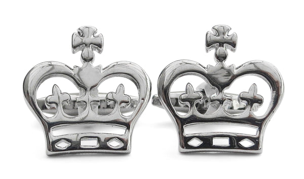 silver crown cufflinks