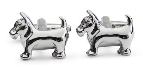 silver style dog cufflinks