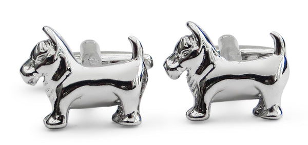 silver style dog cufflinks