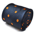 navy tie with orange polka spots