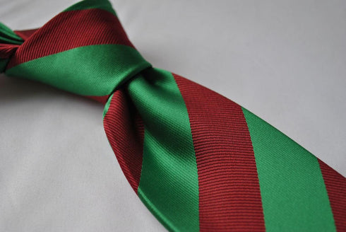 maroon and green barber striped tie