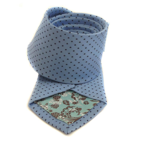 light blue tie with navy pin dots