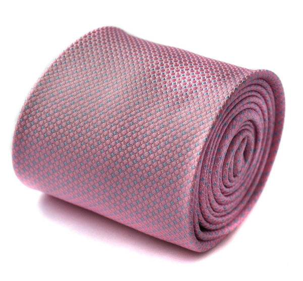 pink and light blue pin spots tie