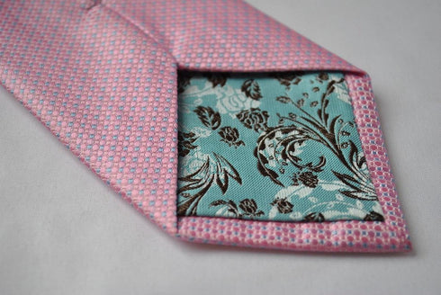 pink and light blue pin spots tie