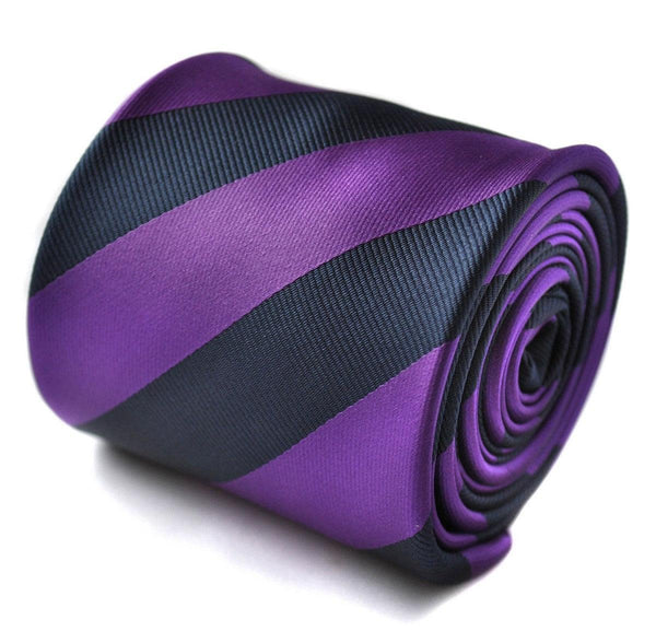 purple and navy blue barber striped tie