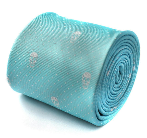 turquoise tiffany blue skulls design tie