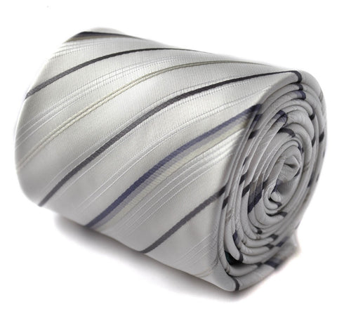 ivory tie with black and purple stripes