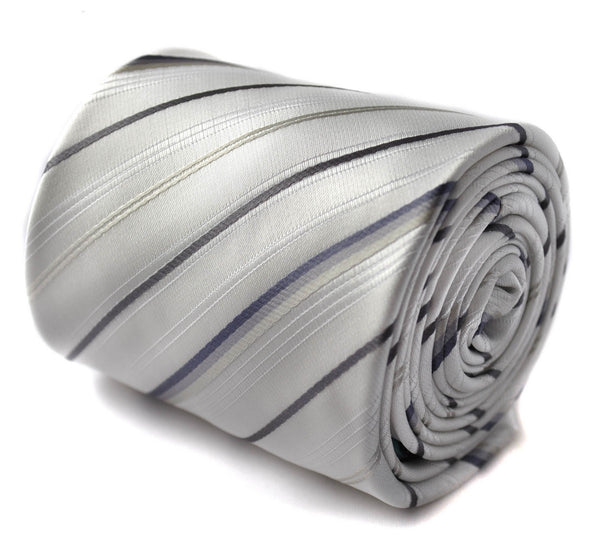 ivory tie with black and purple stripes