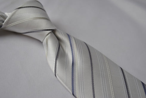 ivory tie with black and purple stripes