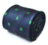 navy blue tie with green polka dots