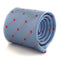 light blue herringbone striped tie with red polka dots