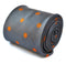 grey tie with orange polka dots